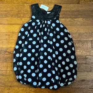 Children’s Place 6X 7 black white polka dots dress party